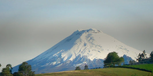 The snow-capped Cotopaxi volcano in the Ecuadorian Andes